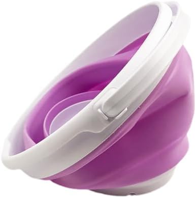 SAMMART Collapsible Plastic Bucket - Foldable Round Tub with Handle - Pop Up Saving (White/Pale Purple, 10L)