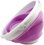 SAMMART Collapsible Plastic Bucket - Foldable Round Tub with Handle - Pop Up Saving (White/Pale Purple, 10L)