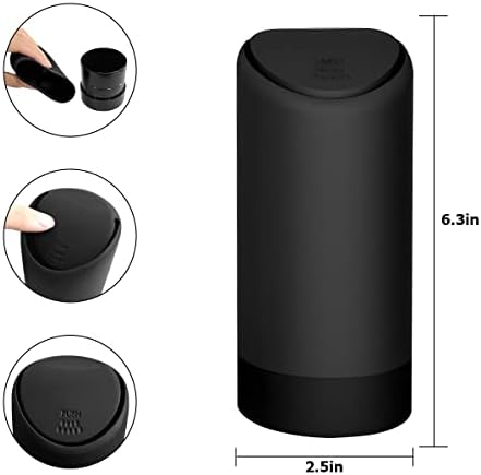 BELOMI Car Trash Can, Mini Silicone Auto Garbage Container with Lid, Waterproof Leakproof Portable Trash Dustbin, Vehicle Rubbish Bins for Automotive, Home, Office, Kitchen, Bedroom (Black)