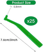 Thinp 25 Pcs Interdental Brushes,L-Shaped Interdental Brushes Angled Interdental Brushes Between Teeth and Gums Soft Bristled Interdental Brushes for Teeth Cleaning Plaque Removal(Green 0.8mm)