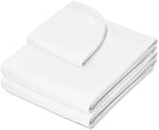 Saloniture 3-Piece Microfiber Massage Table Sheet Set - Premium Facial Bed Cover - Includes Flat and Fitted Sheets with Face Cradle Cover - White