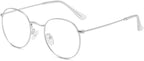 Junsika Round Blue Light Glasses for Women Men Retro Circle Computer Gaming Glasses Clear Lens Metal Frame Eyeglasses