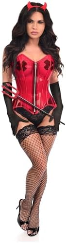 Daisy corsets womens Daisy Corsets Lavish 4 Pc Clear Red Sexy Devil Corset Costume
