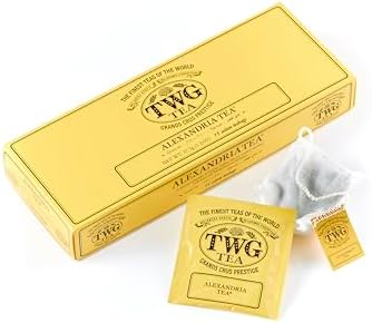 TWG Tea | Alexandria Tea | Green Tea | Mint & Corn Flowers | 15 Hand Sewn Cotton Teabags | Gift Set