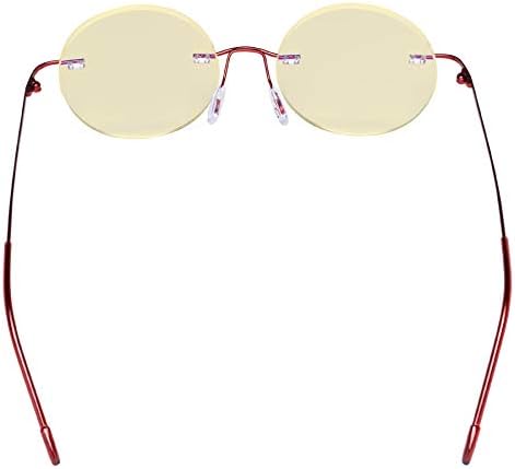 CessBlu Computer Reading Glasses Cut Blue Light Anti Glare Blocking UV Rays Eyeglasses for Men Women Rimless Round