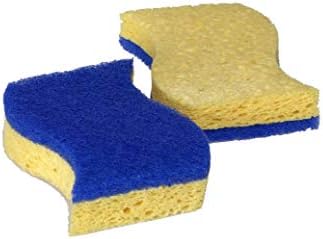 Spontex Non Scratch Super Absorbent, Pack of 2, Yellow Sponge Blue Scourer, 1er