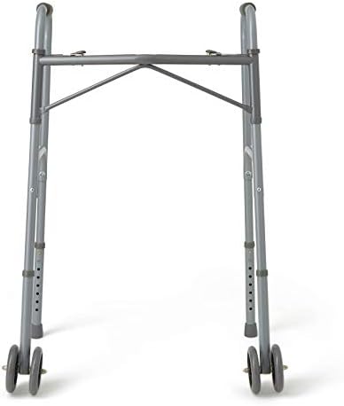 Medline Heavy Duty Bariatric Extra Wide Folding Walker wtih 5" Wheels, Supports up to 600 lbs, Comfort Foam Hand Grips