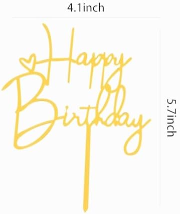 Happy Birthday Cake Topper Birthday Cake Decoration Party Cake Supplies (Silver stars golden cake topper)