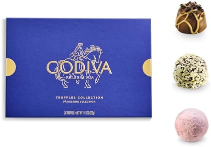 Godiva Patisserie Chocolate Truffle Gift Box, Belgian Dessert Chocolates with Ganache Center, Gourmet Gift for Birthdays, Holidays, Kosher, 24 Pc