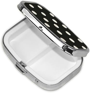 Black and White Polka Dot Printed Square Pill Organizer with 2 Compartments, Portable Mini Pill Box Pill Case for Medicine, Vitamin, Fish Oil, Supplements