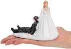 4.8" Bride Groom Cake Topper, Resin Wedding Cake Toppers, Funny Bride Dragging Groom Figurines, Handmade Wedding Party Decoration Ornament Toy Gift