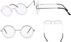 Agstum Round Vintage Reading Glasses Metal Frame Spring Hinge Readers (Strength +2.0, Silver)