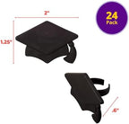DecoPac Grad Hat Cupcake Toppers, 24 Graduation Cake Decorations, Black Grad Hat Rings, Food Safe Cake Decorations - 24 Pack