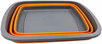 SAMMART 10L (2.6 Gallon) Collapsible Tub-Foldable Dish Tub-Portable Washing Basin-Space Saving Plastic Washtub (Grey/Orange)
