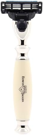 Edwin Jagger S81M587AMZ Imitation Ivory & Nickel Classic Shaving Set with Pure Badger Shaving Brush and Mach 3 Razor for Shaving Cream or Soap for Men