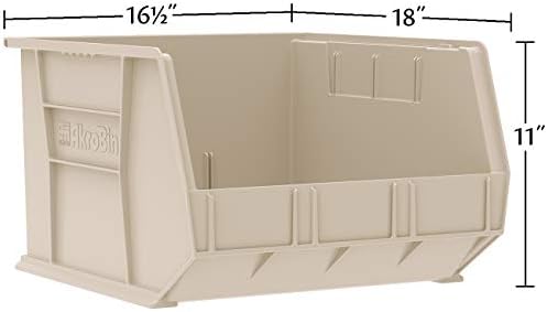 Akro-Mils 30270 AkroBins Plastic Storage Bins, Space-Saving Stackable Bins for Garage, Pantry, Craft Organization, 18" x 16" x 11", Blue, 3-Pack