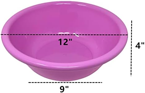 4 Pcs of 12" Round Plastic Wash Basin Dish Bowl Laundry Bowl Cleaning Pail Shampoo Basin & Trays (4 Quart)