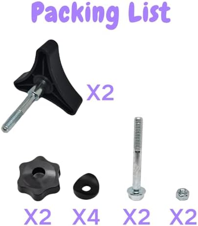 Replacement parts for the arm adjustment knob of the wheelchair walker. Replacement knob for the height-adjustable arm track bolt kit, suitable for the T-track bolts of Vivive Mobility Company
