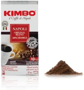 Kimbo Napoli Original Blend 100% Arabica Ground Coffee | 10/13 Intensity | Dark Roast with Floral & Sweet Flavor | 12 oz (340g) bag