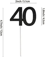 Sumerk 24PCS 40 Cupcake toppers Black Glitter 40th Birthday Cupcake Picks Anniversary Party Decorations