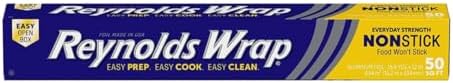 Reynolds Wrap Non-Stick Aluminum Foil Easy Prep, Cook & Clean (50 Sq Ft (Pack of 6)