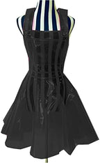 Women Plastic PVC Dress See Through A Line Plastic PVC Clear Dress Waterproof Plus Size Dress Sexy Costume,Black,7XL