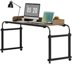 Over Bed Desk, Overbed Table with Wheels Adjustable Height, Mobile Bed Desk with Baffle, Cup Holder (US Fast Arrival) 120cm 120 cm
