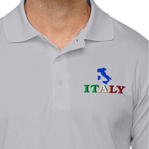 Custom Performance Golf Tees Italy Flag Italian Map Embroidery Polyester Short Sleeves Polo Shirts for Men Navy Design Only Large