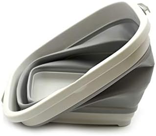 SAMMART Set of 2-11L (2.9 Gallon) Collapsible Rectangular Handy Basket/Bucket (2, Grey)
