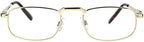 SA106 Mens Pocket Clip Arm Spring Hinge Rectangular Metal Rim Reading Glasses