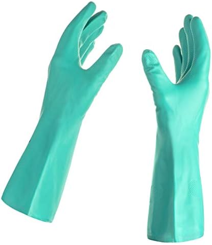 Tusko Products Best Nitrile Rubber Cleaning, Household, Dishwashing Gloves, Latex Free, Vinyl Free, Reusable not Disposable, Large L (1 Pair)