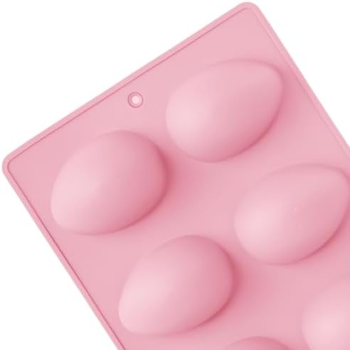 2Pcs 8-Cavity Silicone Easter Egg Molds, Egg Shaped Cake Pop Mold, Baking Supplies for Making Chocolate Jello Candy (Pink)