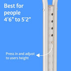 Medline Youth Aluminum Guardian Crutches for Kids, Adults & Seniors 4’6”–5’2”Tall, Walking Aid for Reliable Balance, Comfortably Holds Up to 300 lbs.