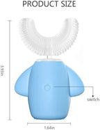 Kids Electric Toothbrush U-Shaped Ultrasonic IPX7 Waterproof Design with 2 Brush Head 3 Modes, 360-Degree Full Mouth Cleaning Automatic Children Toothbrush for 2-12 Years Old (Blue, 2-12 Age)