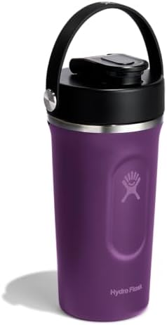 Hydro Flask Shaker Bottle – Insulated Stainless Steel Gym Bottle for Pre Workout & Protein 24 Oz Beachplum Purple