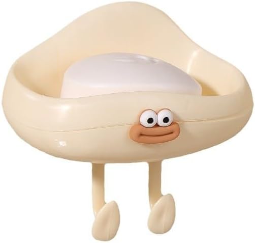 Wall-Mounted Draining Soap Holder Set – Cute Cloud & Big Mouth Cartoon Soap Dishes – No-Drill Bathroom Storage Rack