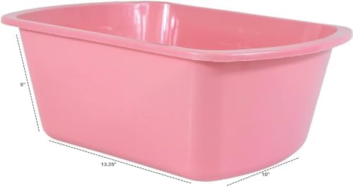 Vakly Wash Basin 7-Quart [2 Pack] Pink – Rectangular Plastic Tub with Graduated Markings, Small Portable Soaking Basin for Face Washing, Foot Bath, Laundry & Bedside Care