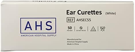 American Hospital Supply Ear Curettes | Ear Pick Wax Removal Tool Cleaner | Individually Wrapped Plastic Ear Cleaner Tool for Teens Adult (4 MM - Spoon Tip) White
