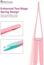 Exclusive G-01 Slant Tip Tweezers, GlamTweeler High Precison Expert Eyebrow and Facial Hair Removal Tweezer with Leather Storage & Carrying Case