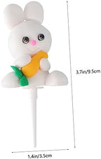 OUNONA 2Pcs Carrot Bunny Cake Picks Cute Birthday Cake Decoration Dessert Ornament for Party Celebrations Creative and Adornments for Cakes and Cupcakes