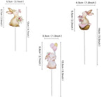 24 Pack Easter Bunny Cupcake Toppers Rabbit Pink Flowers Cupcake Picks Easter Day Cake Toppers for Easter Theme Spring Birthday Baby Shower Party Decoration Supplies