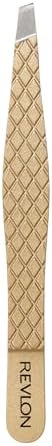 Revlon Gold Series Slanted Tip Tweezers, Ultra-Sharp for Precision Eyebrow Shaping and Facial Hair Removal, Diamond and Titanium-Coated for Durability, 1 Count