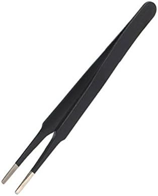 AKOAK 4 Pcs ESD Tweezers Set Anti-Static Tweezers Stainless Steel Tweezers for Eyelash Extension,Electronics, Jewelry-making - Straight and Curved Tip Tweezers - Black