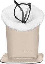 MOSISO Eyeglasses Holder, Plush Lined PU Leather Stand Case with Magnetic Base