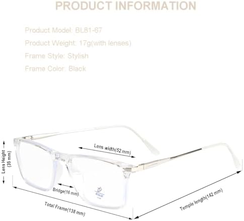 Blue Light Blocking Glasses for Men & Women, Small to Medium Face – Lightweight TR90 Clear Frame, Flexible Computer & Gaming Glasses, Anti Eye Strain