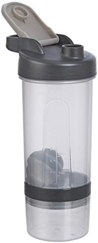 Amazon Basics Protein Shaker Bottle with Mixer Ball, Dishwasher Safe, 20 oz, Gray, 2-Pack