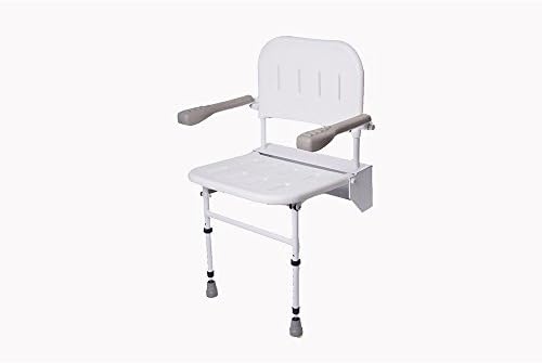 NRS Healthcare Wall Mounted Folding Shower Seat M53370 - with Legs, Back and Arms