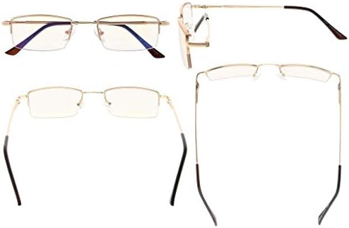 Eyekepper Memory Titanium Bridge Computer Glasses 50% Blue Light Blocking Reading Glasses Amber Tinted Lenses