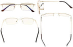 Eyekepper Memory Titanium Bridge Computer Glasses 50% Blue Light Blocking Reading Glasses Amber Tinted Lenses