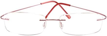 Poxas Memory Titanium Frameless Lightweight Reading Glasses Hingeless Flexibled Frames for Mens Womens